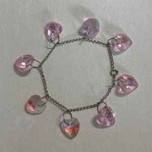 Kids Silver Bracelet with Pink Hearts