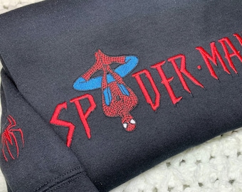 Spiderman Sweatshirt, Spiderman crewneck, Embroidered crewneck, Spidey Sweatshirt, Spider Upside down, Parker, No way home, birthday