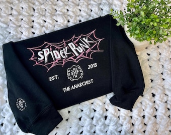 Spider Punk, à travers le Spiderverse, Spiderverse, , Spiderman brodé, col rond Spiderman, Spiderman Varsity, punks pas morts, spiderpunk