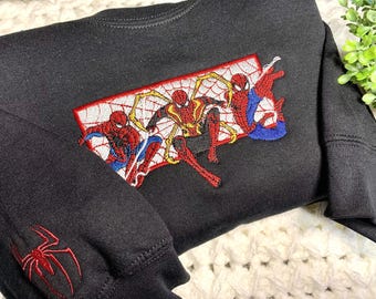 Spiderman Sweatshirt, Spiderman crewneck, Embroidered crewneck, Spidey Sweatshirt, Spider Upside down, Parker, No way home, birthday