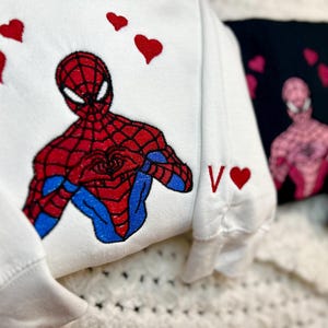 Spiderman heart design, Spider love, Spiderman couple&#39;s sweatshirt, Embroidered sweatshirt, Spiderman gift, Superhero sweatshirt,