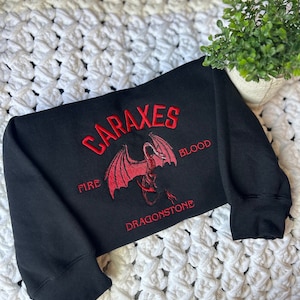 Caraxes, Dragon sweatshirt, embroidered dragon, GOT, fire and blood, dragon house, team black
