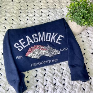 Seasmoke, Dragon sweatshirt, embroidered dragon, GOT, fire and blood, dragon house, team black, gift, Valentines, dragon fan