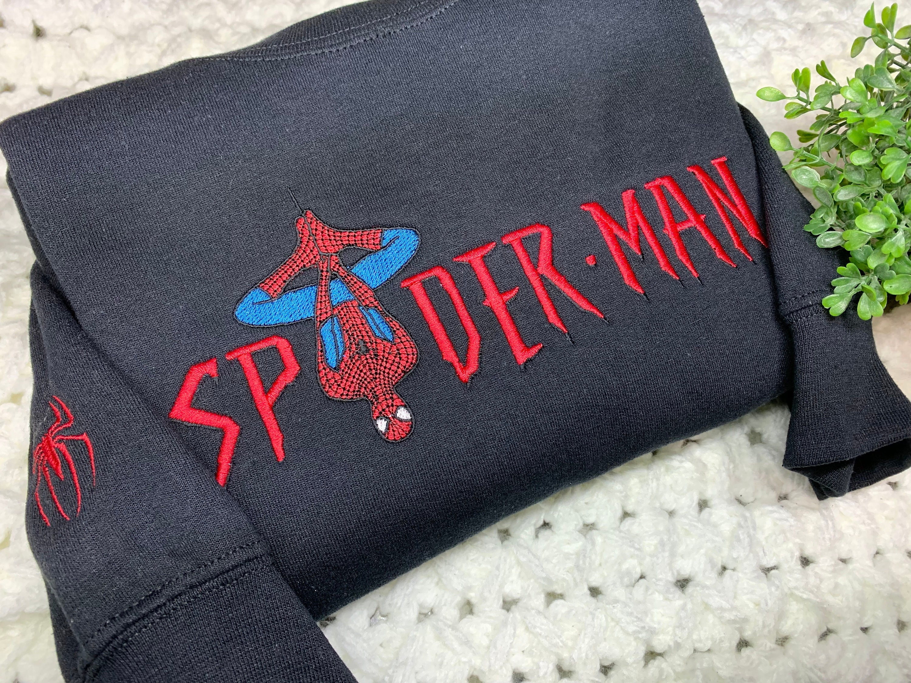 Spiderman Sweatshirt, Spiderman Crewneck, Embroidered