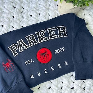 Parker varsity, Spiderman Sweatshirt, Spiderman crewneck, Embroidered crewneck, Spidey Sweatshirt, Spider Upside down, Parker, birthday