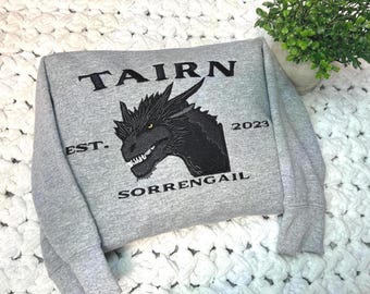 Tarin embroidered sweatshirt, Onyx storm, Fourth Wing, Violet Sorrengail, The Empyrean series, fourth wing sweater
