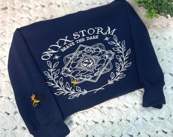 Onyx storm embroidered sweatshirt, Fourth wing, Violet Sorrengail, Xaden Riorson, Fourth wing sweatshirt,