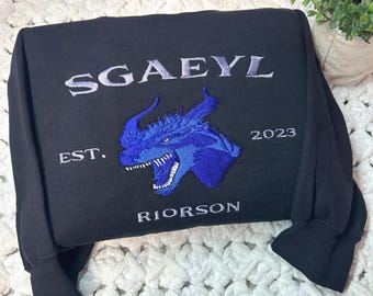 Sgaeyl embroidered sweatshirt, Xaden Riorson, Fourth wing, The Empyrean series, Dragon embroidered sweatshirt