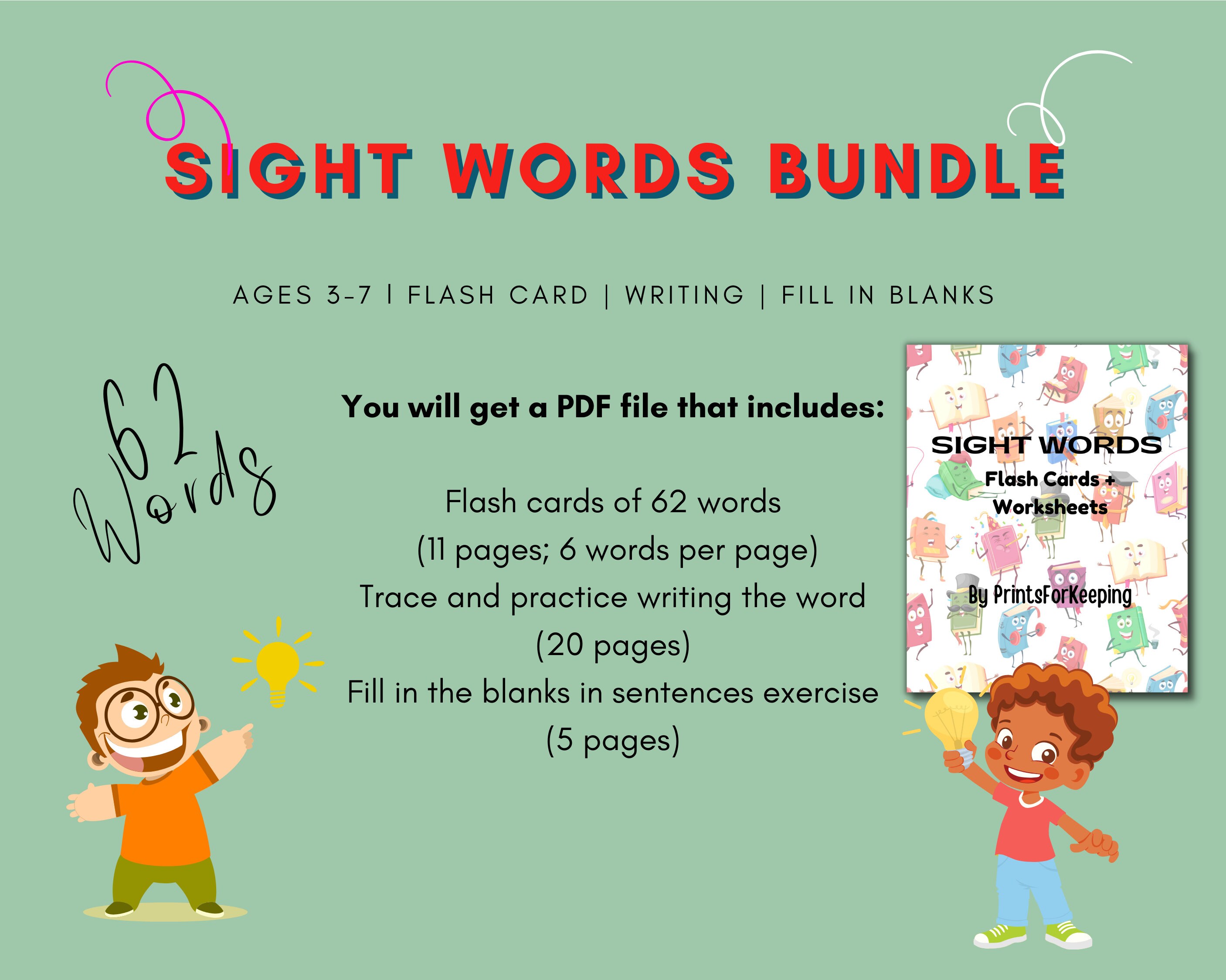 Sight Words Flash Cards Worksheets Printable for Toddler Printable for ...