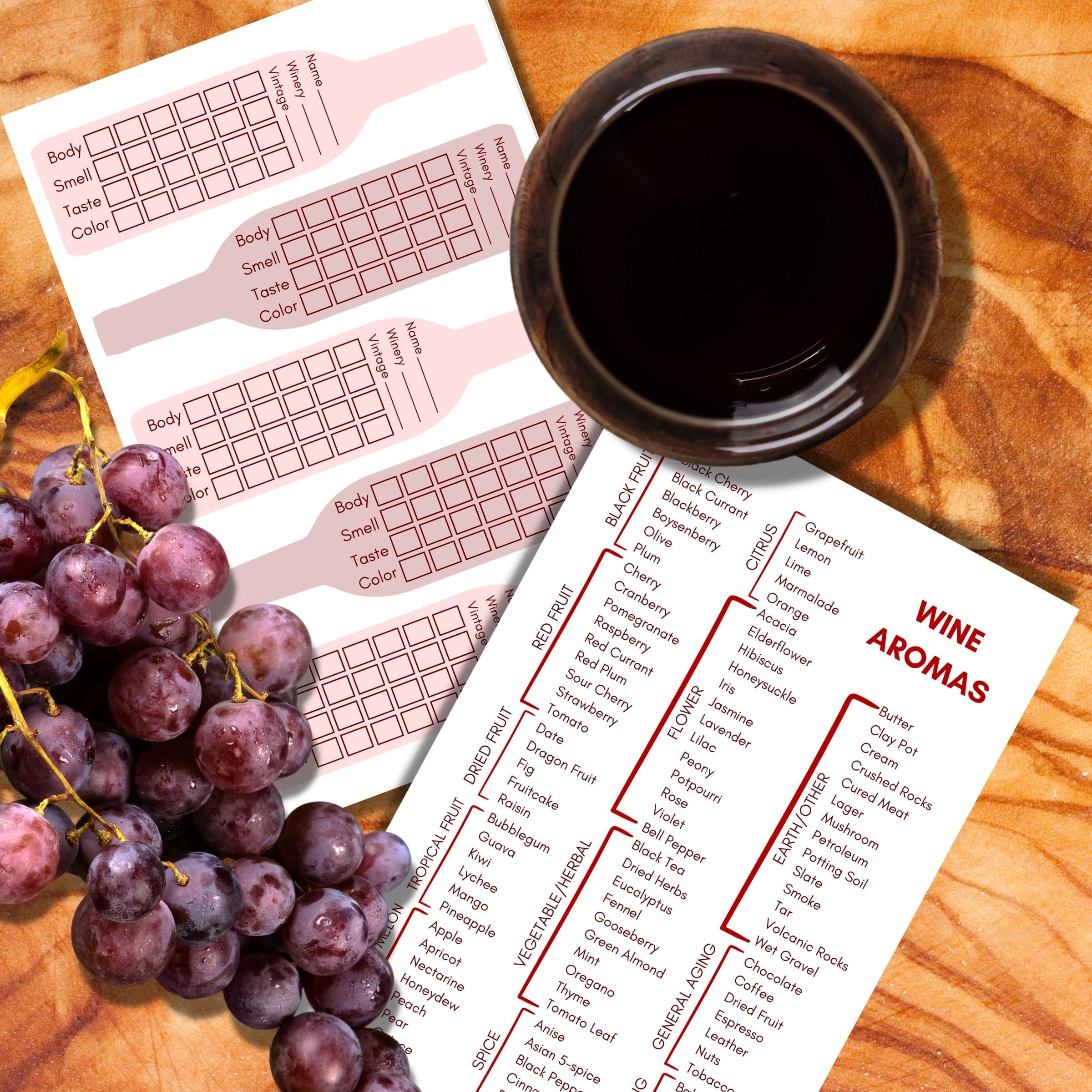 Printable Wine Tasting Cards for Wine Tasting Printable Cards for Party ...