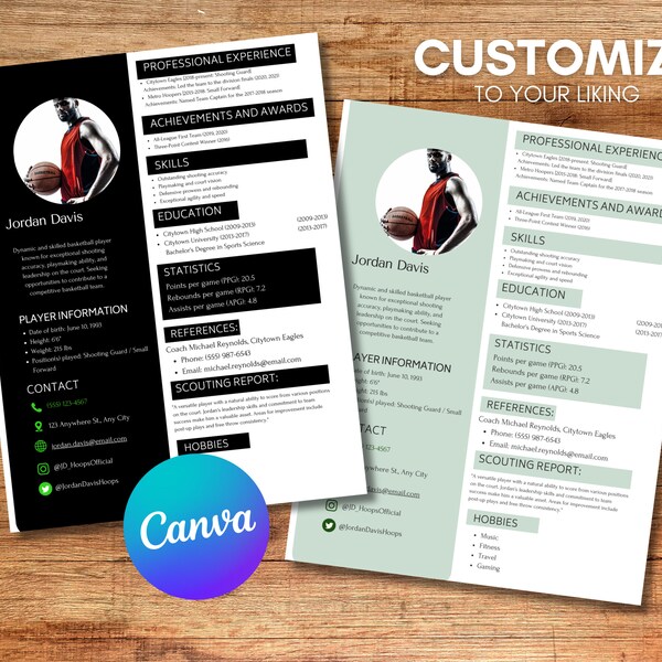 Basketball Player Profile Template Etsy