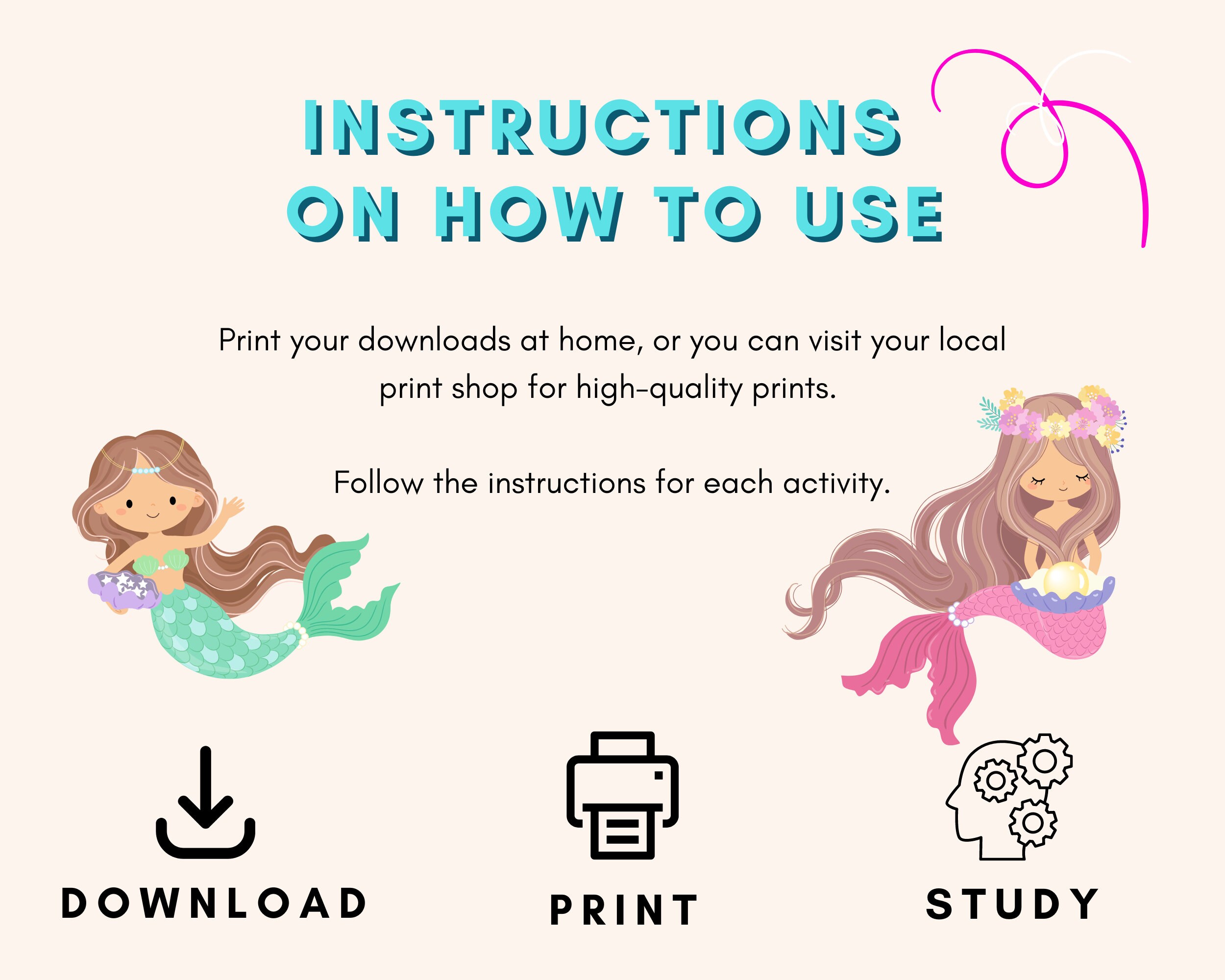 Worksheets for Kids Printable Workbook for Preschool Mermaid Activity ...
