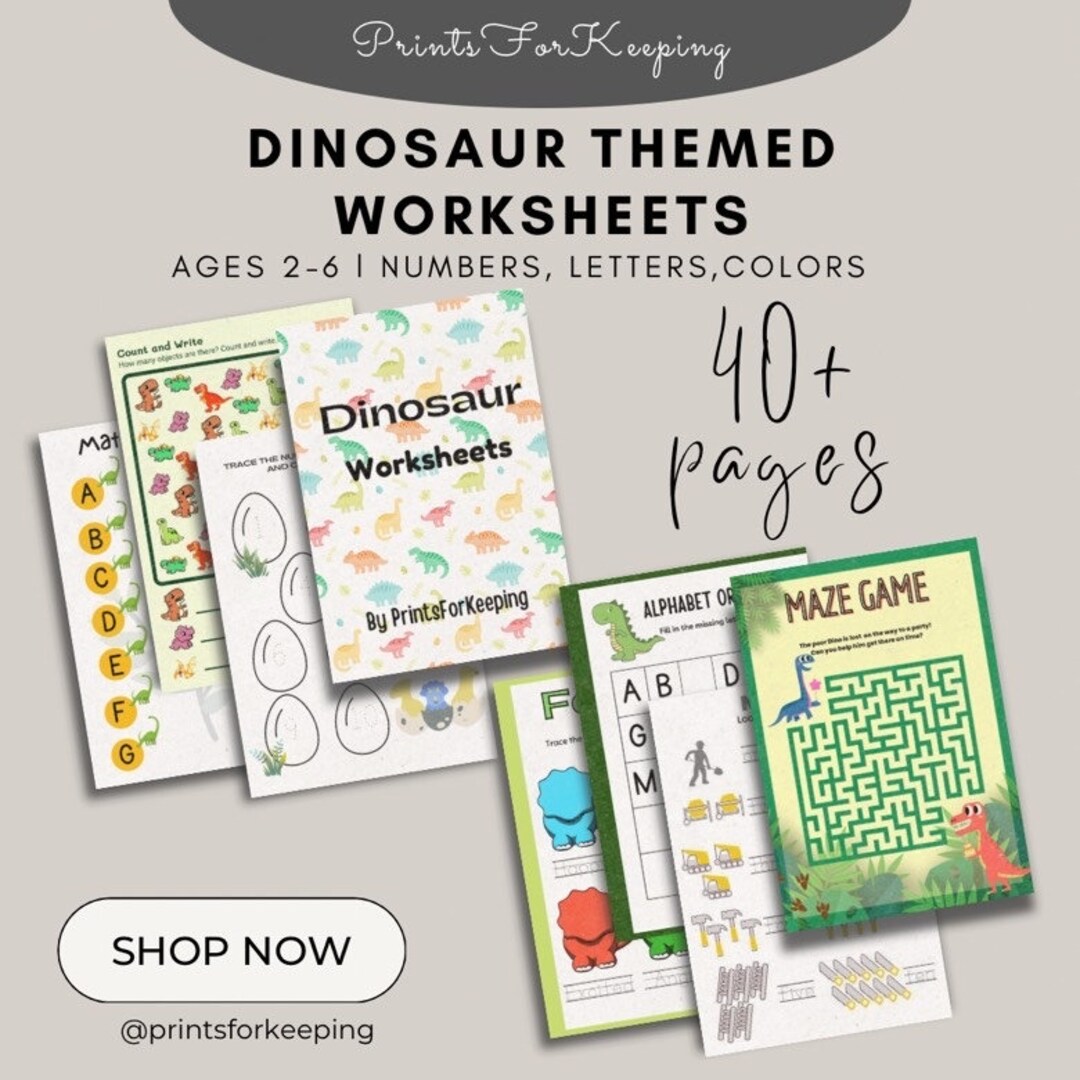 Preschool Printable Worksheets Dinosaur for Kids Book - Etsy