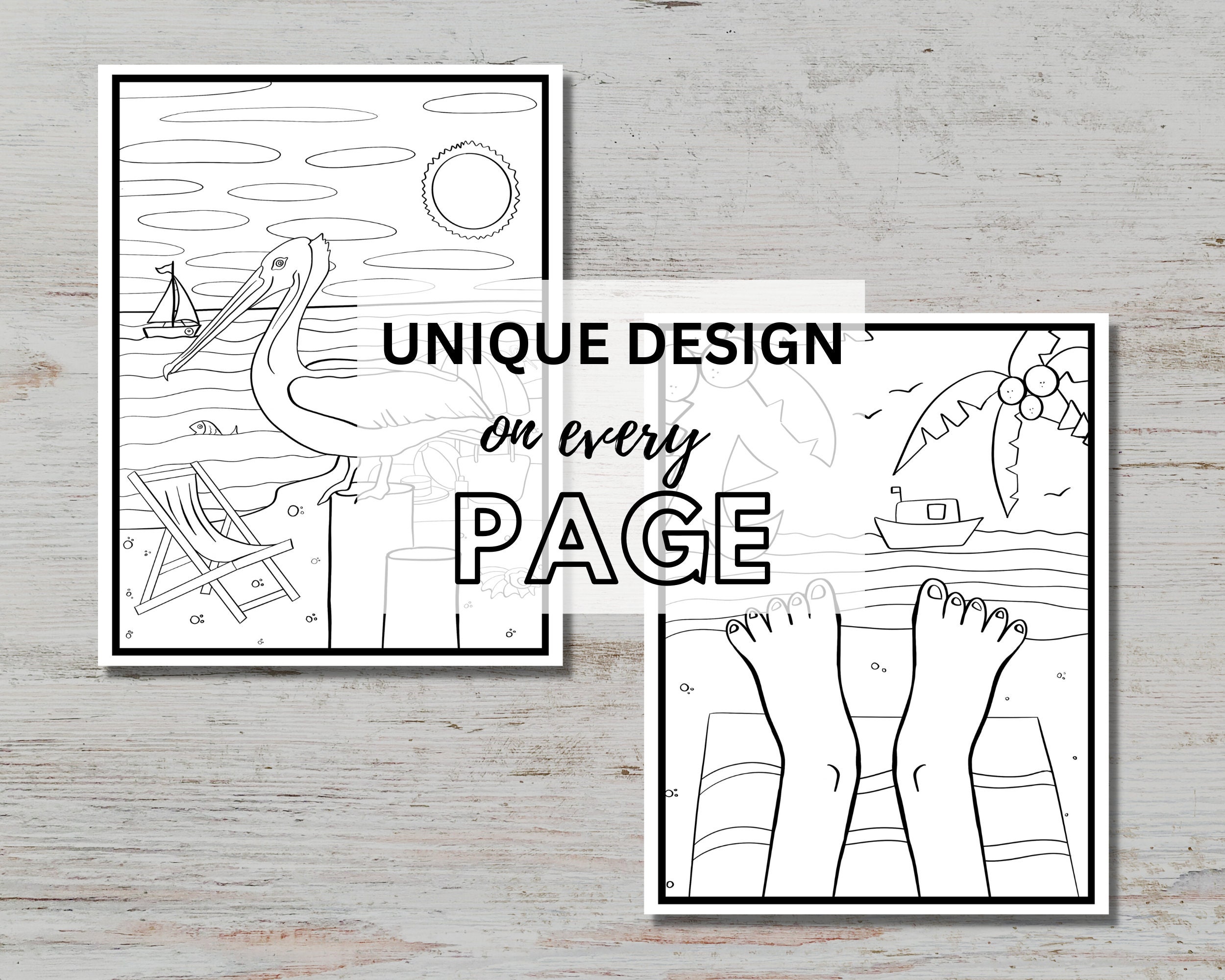 Summer Coloring Pages for Adults Kids Printable Bundle Coloring