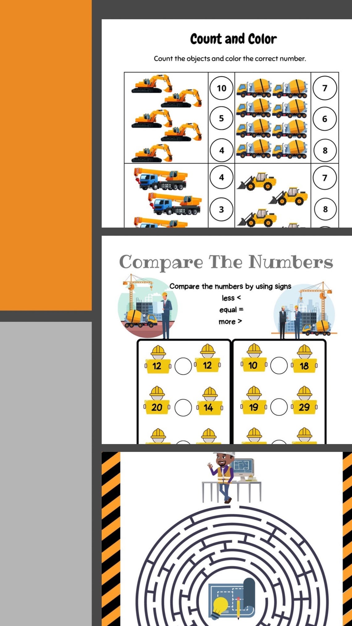 Construction Themed Worksheet Book 40pages of Activities for Etsy
