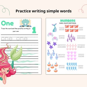 Worksheets for Kids Printable Workbook for Preschool Mermaid Activity ...