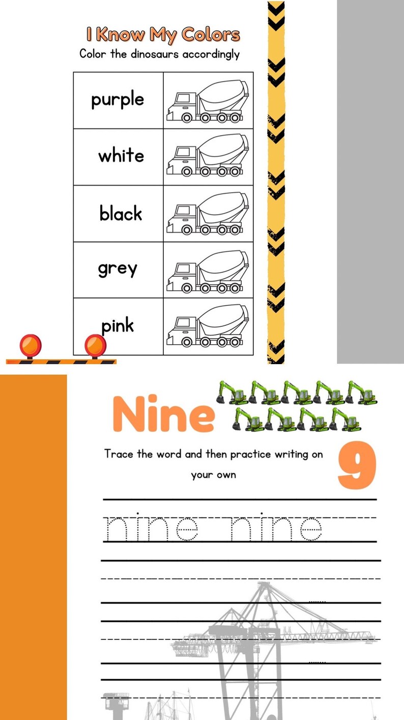 Construction Themed Worksheet Book 40pages of Activities for Etsy