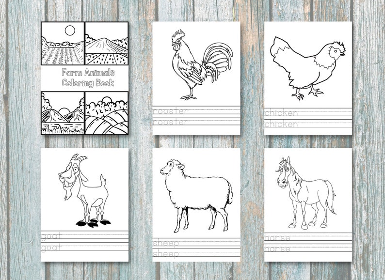 Coloring Book Farm for Kids Drawing Pages for Toddler Gift - Etsy
