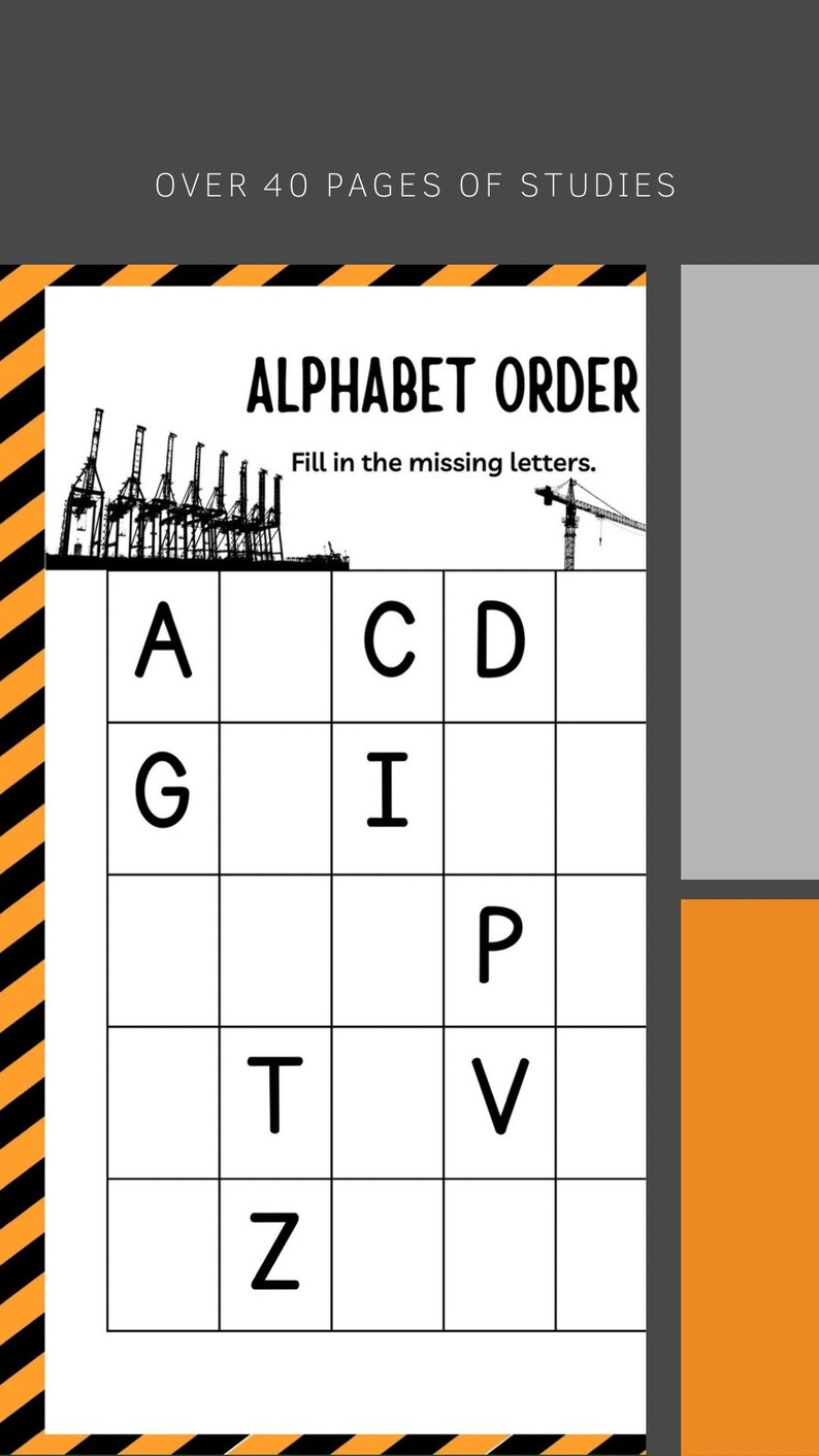 Construction Themed Worksheet Book 40pages of Activities for Etsy