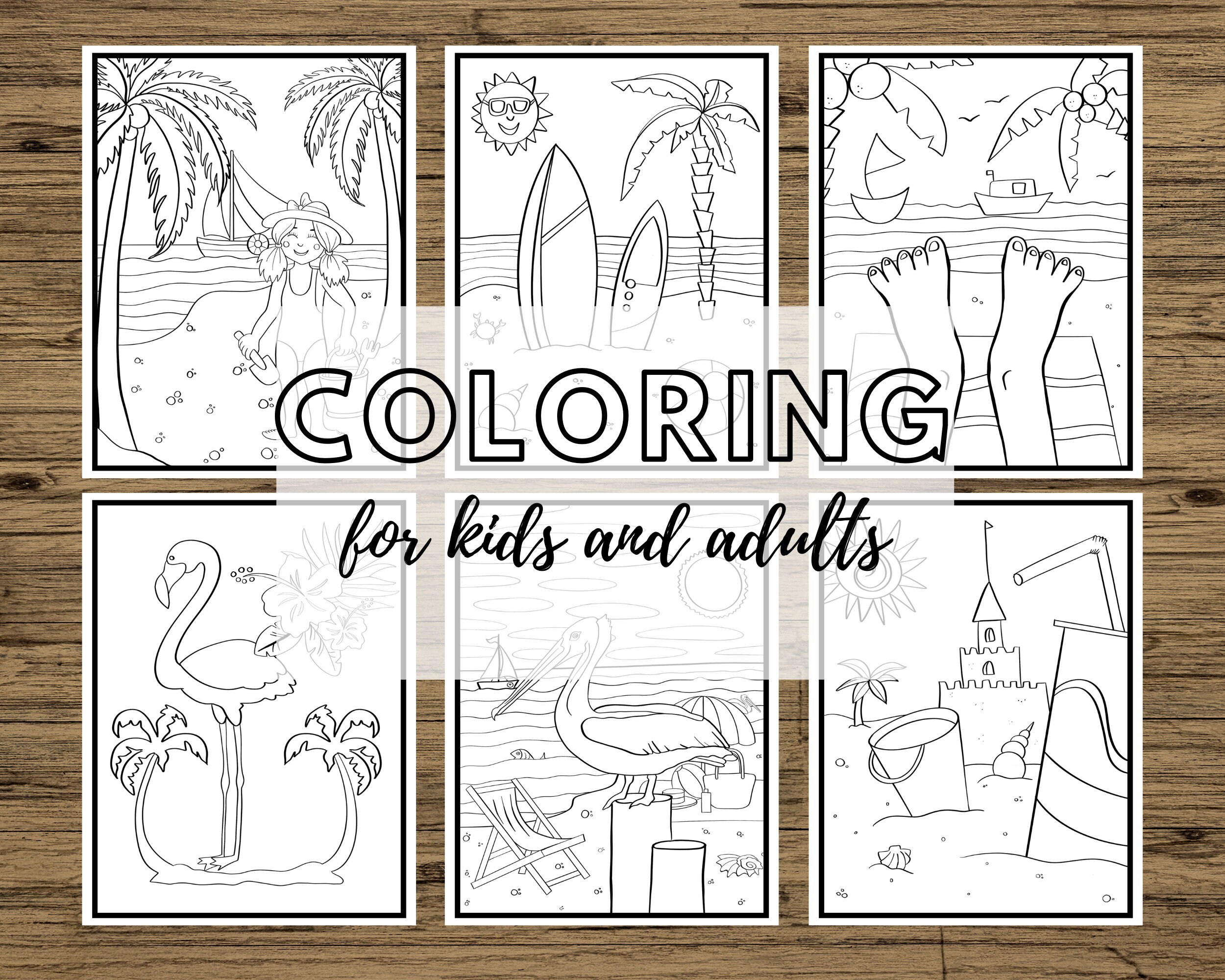 Summer Coloring Pages for Adults Kids Printable Bundle Coloring Activity Book Senior Mindfulness