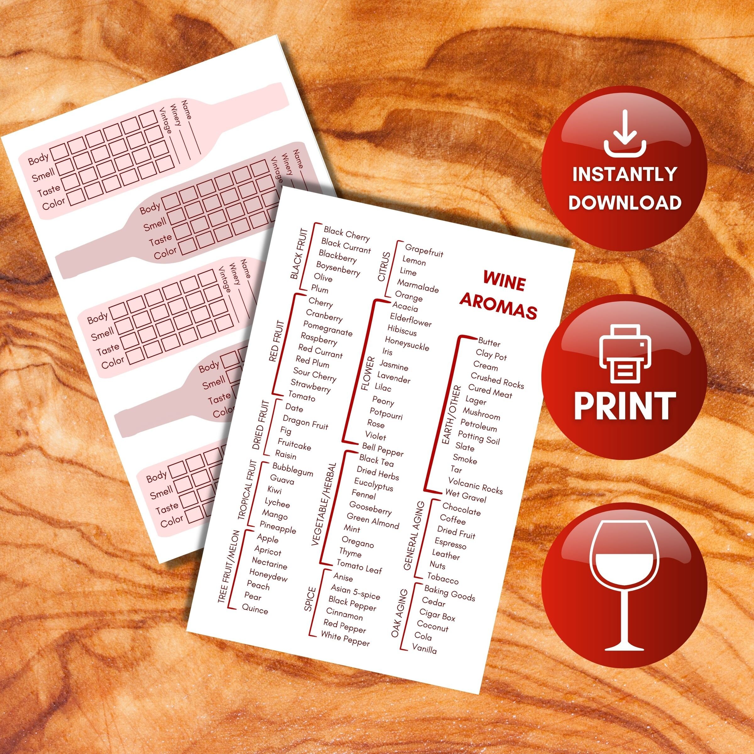 Printable Wine Tasting Cards for - Il Fullxfull.5167874130 Lp3m