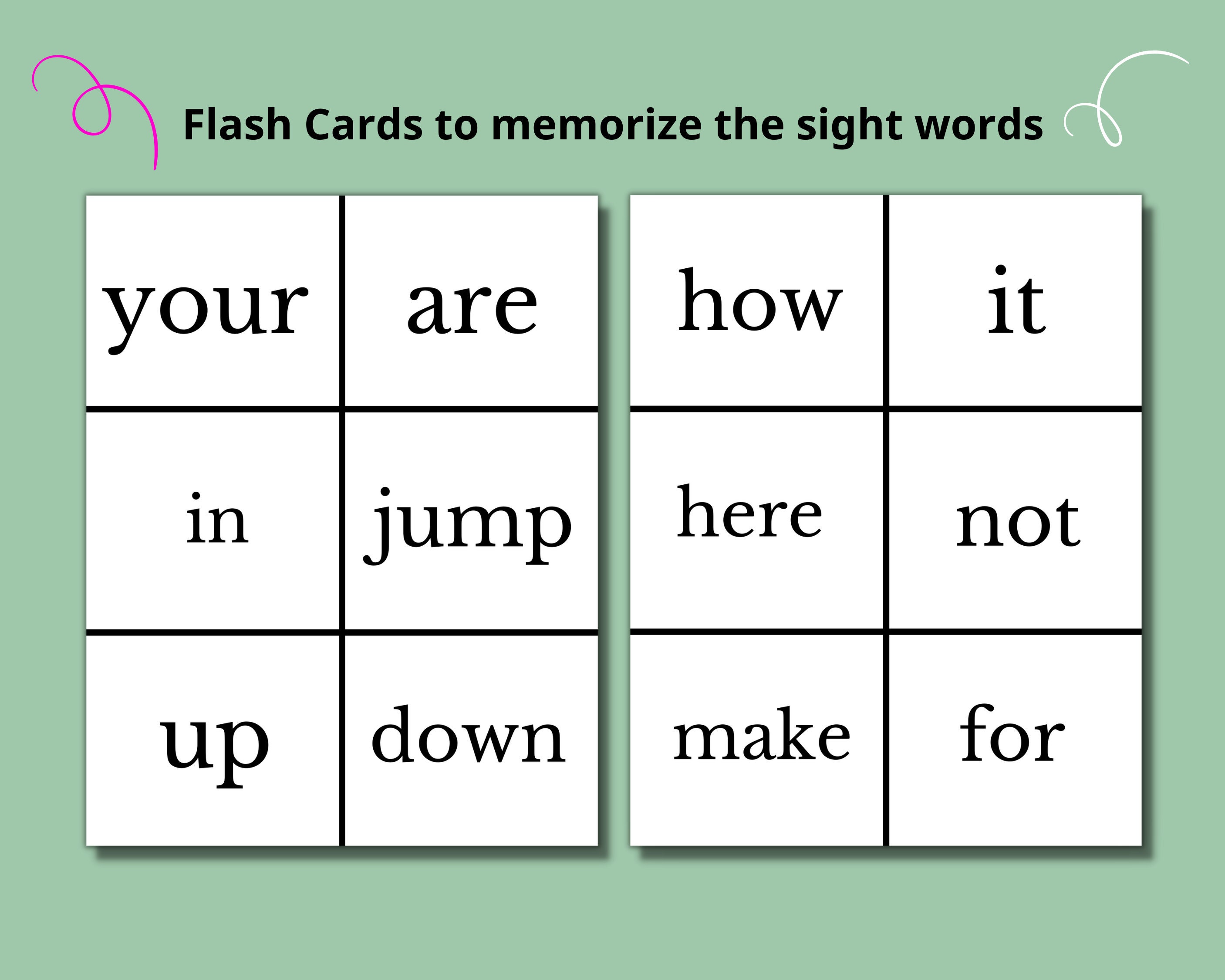 Sight Words Flash Cards Worksheets Printable for Toddler Printable for ...
