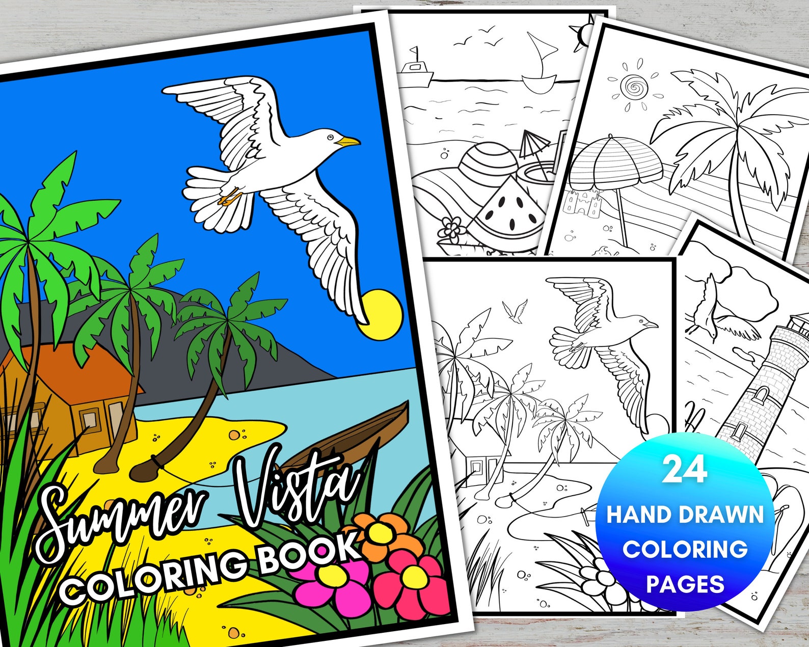 Summer Coloring Pages for Adults Kids Printable Bundle - Etsy