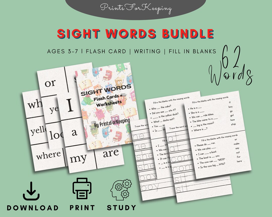 Sight Words Flash Cards Worksheets Printable for Toddler Printable for ...