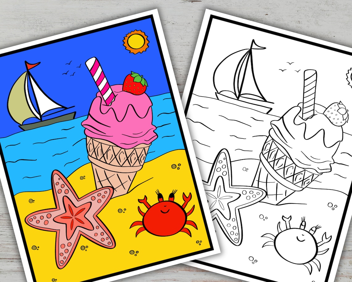 Summer Coloring Pages for Adults Kids Printable Bundle - Etsy