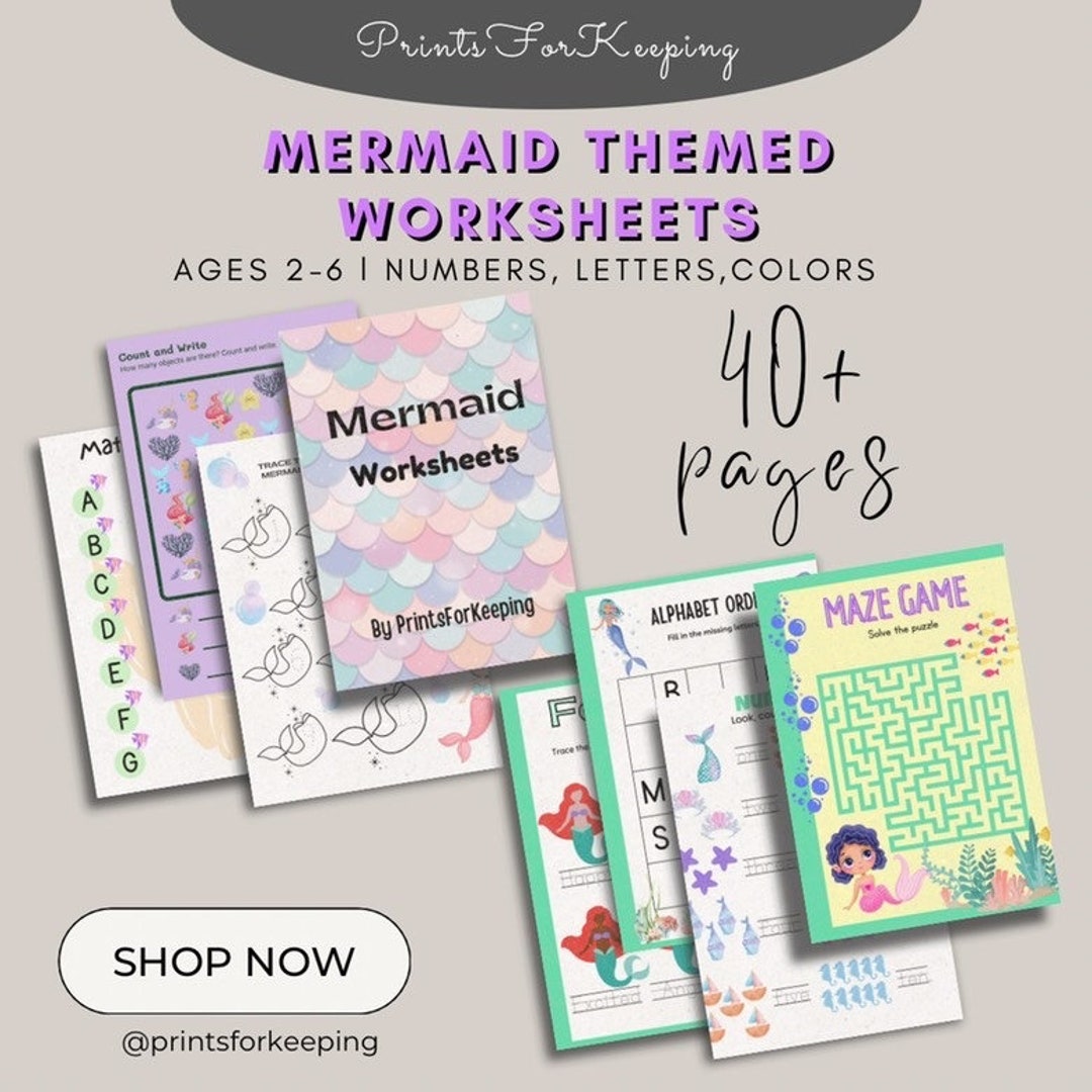 Preschool Printable Worksheets Mermaid Activities for Kids Book ...