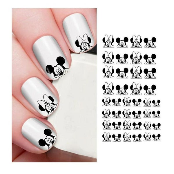 Disney nail decals, Mickey Mouse, Minnie Mouse, nail art #CG1