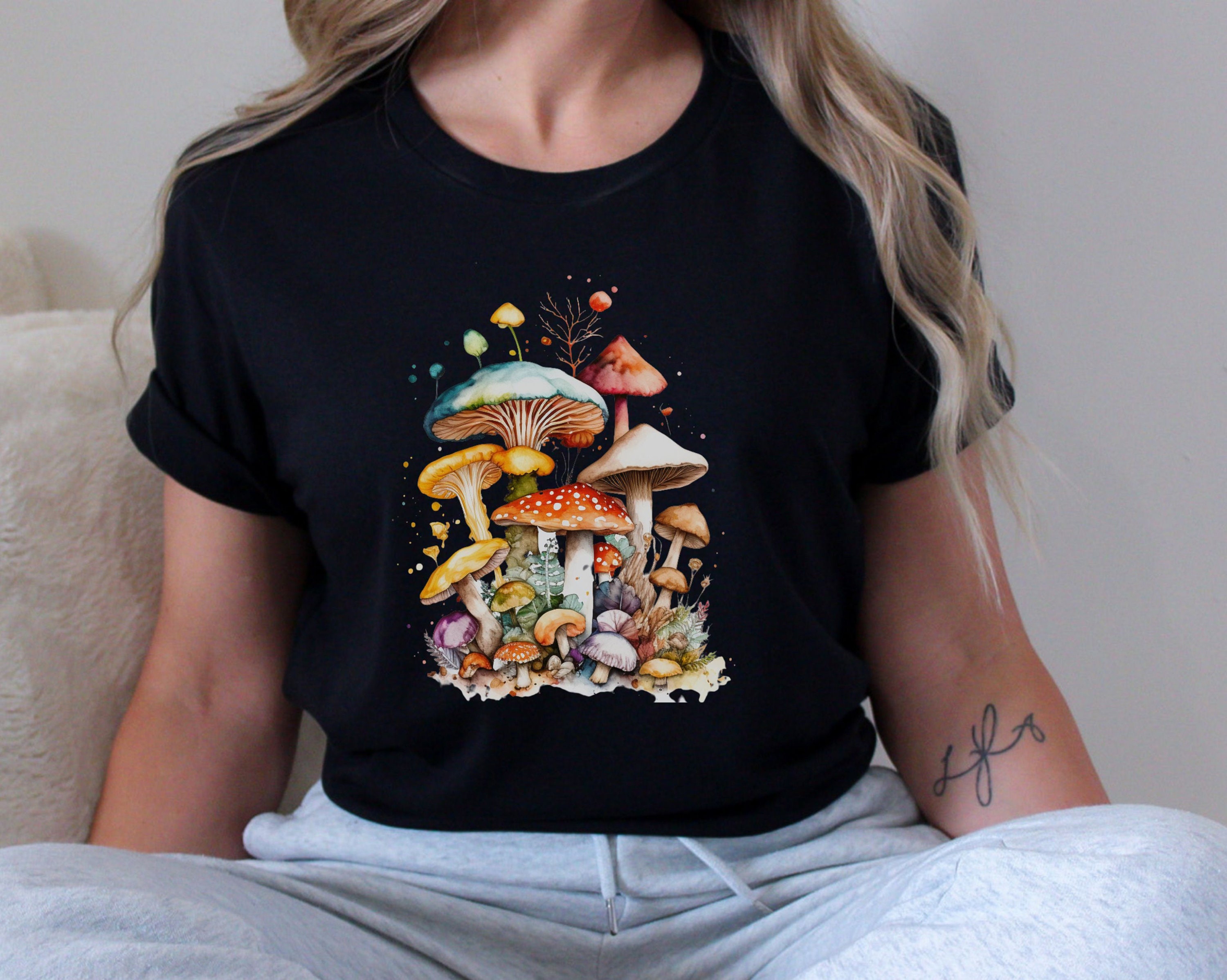 Watercolor Mushrooms Tshirt Mushrooms Shirt Cute Mushrooms Etsy
