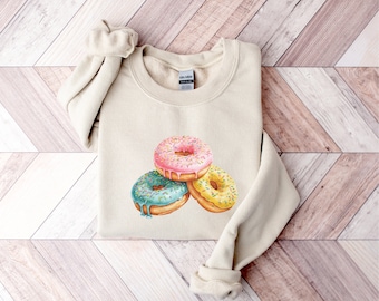 Women's Crewneck Dessert Shirt for Foodie Donut Day Gift Enthusiasts