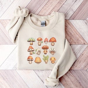 Retro Botanical Graphic Tee with Positive Vibes and Mushroom Design