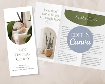 Therapy Brochure Template | Canva Brochure Template | Therapist Brochure Template | Services Brochure | Modern Trifold Brochure Template