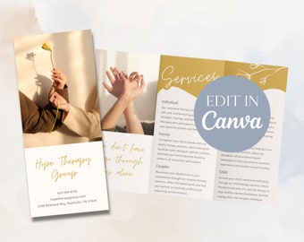 Therapy Brochure Template | Canva Brochure Template | Therapist Brochure Template | Services Brochure | Trifold Brochure Template