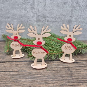 Personalisierte Rentier Platzkarte aus Holz | Weihnachtsdeko & Mitgebsel | Tischdeko Weihnachten | Weihnachtsdeko | Werbegeschenk Weihnacht