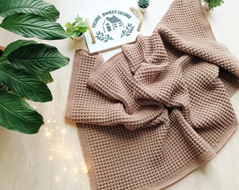 Waffle textured crochet blanket - %100 Handmade