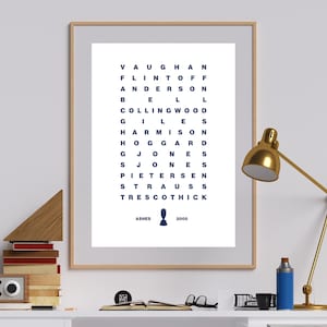 Cricket The Ashes inspired print, poster, sport art, minimal art