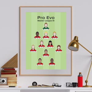 Master League XI Inspired Print, Classic Pro Evolution Soccer Poster, Football Gaming Art