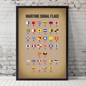 Impression de drapeaux de signalisation maritime, affiche, art minimaliste
