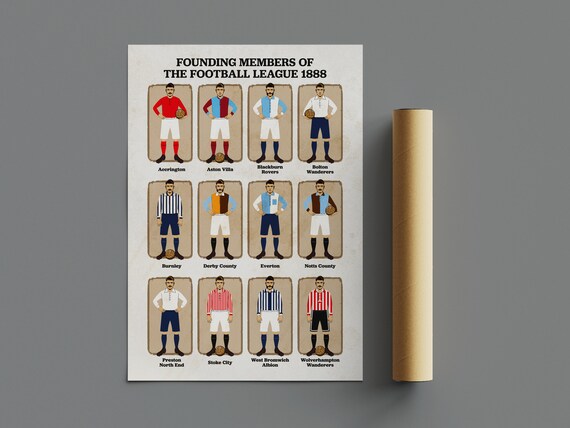 English Football League 1888 Print, Retro Soccer History Wall Art