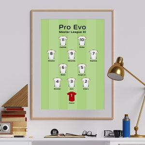 Master League XI Pro Evolution Soccer inspired print, poster, sport art