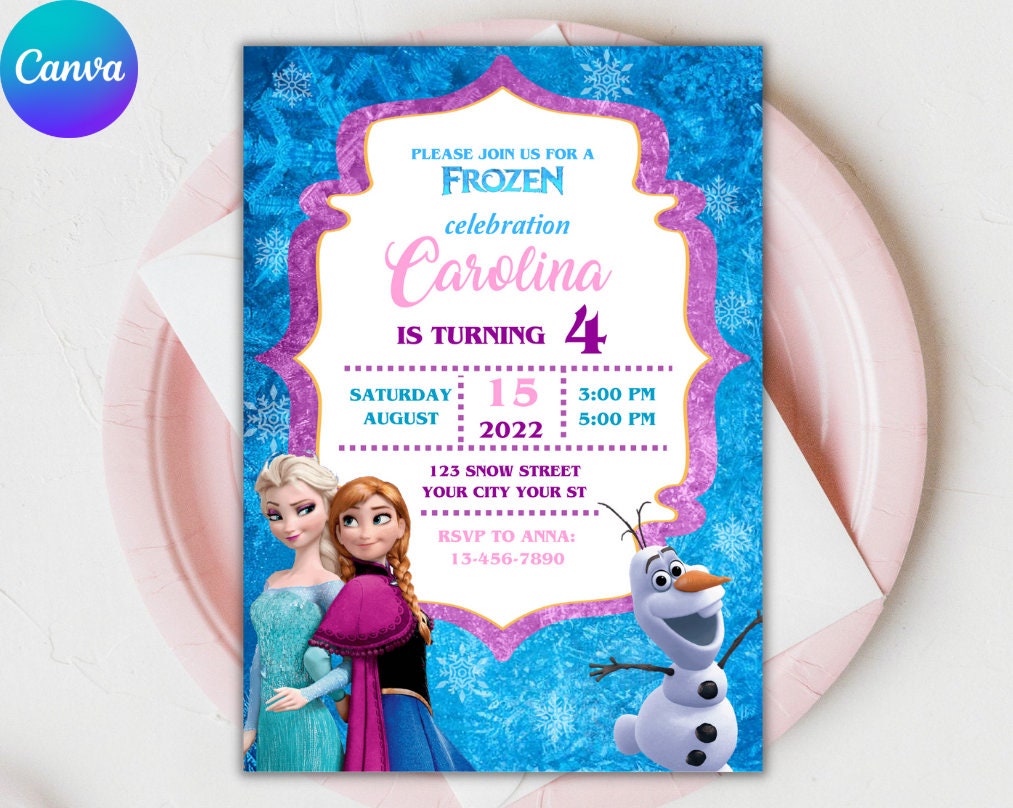 Princesses Frozen Party Digital Birthday Invitation EDITABLE -  Norway