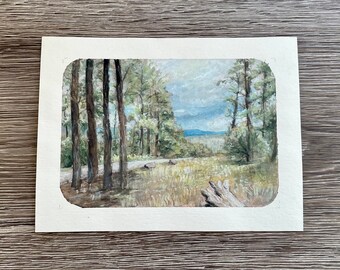 Original Watercolor Gouache Painting of A Scenic Landscape In New Mexico