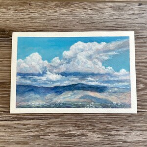 Original Clouds Watercolor Gouache Painting Of Scenic New Mexico Landscape
