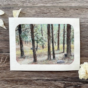 Original Forest Landscape Painting, Watercolor And Gouache Wall Art Scenery (New Mexico)