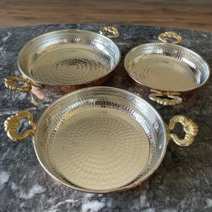 Koperen pannenset, traditioneel kookgerei, Sahan, handgemaakte koperen pan, ingeblikte omeletkoker, authentiek cadeau voor moeders, koperen koekenpan