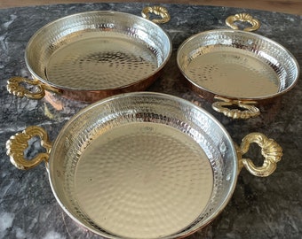 Copper Pan Set, Traditional Cookware, Sahan, Handmade Copper Pan, Tinned Omelette Cooker, Authentic Gift for Mothers, Copper Frying Pan