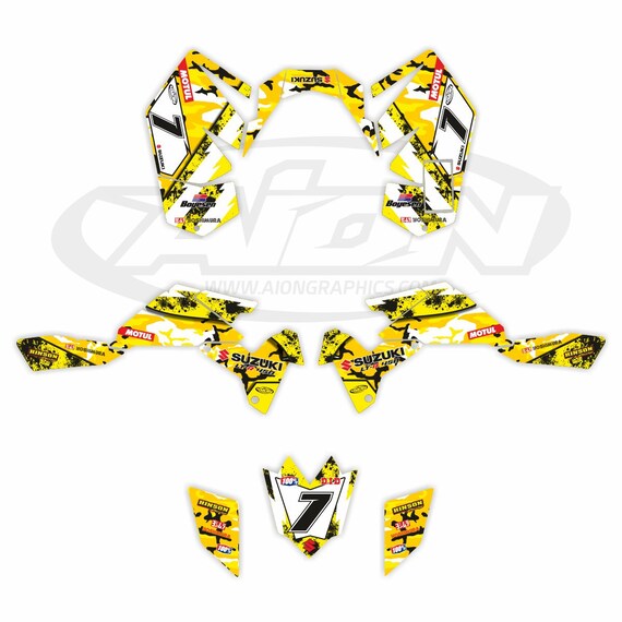 Kit déco Suzuki LTR 450 - Airon Jaune / Rouge - Boutique Kit Déco Moto